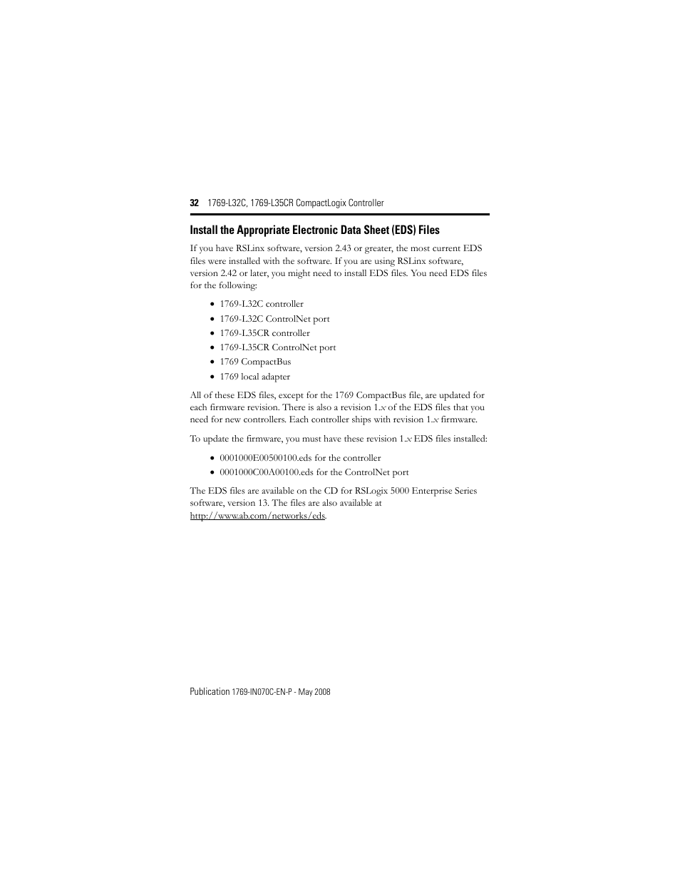 Rockwell Automation 1769-L32C_L35CR CompactLogix Controller Installation Instructions User Manual | Page 32 / 48