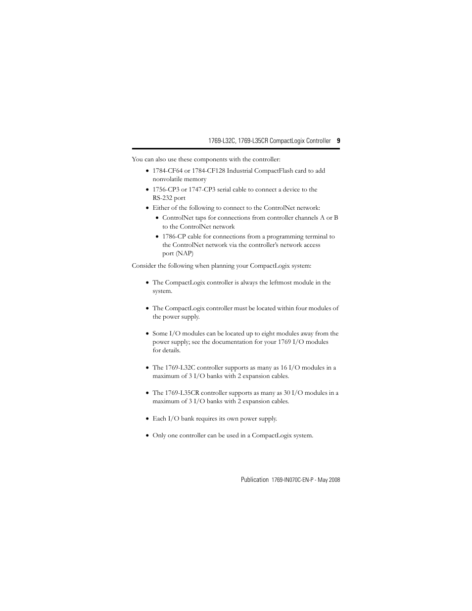 Rockwell Automation 1769-L32C_L35CR CompactLogix Controller Installation Instructions User Manual | Page 9 / 48