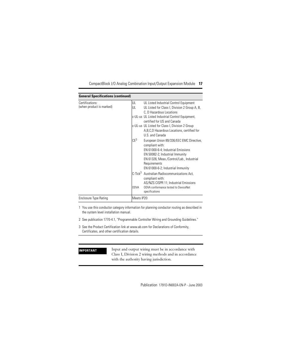 Rockwell Automation 1791D-N4CV2X CompactBlock I/O for DeviceNet Expansion Module I.I. User Manual | Page 17 / 20