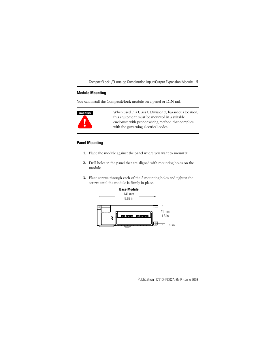 Rockwell Automation 1791D-N4CV2X CompactBlock I/O for DeviceNet Expansion Module I.I. User Manual | Page 5 / 20