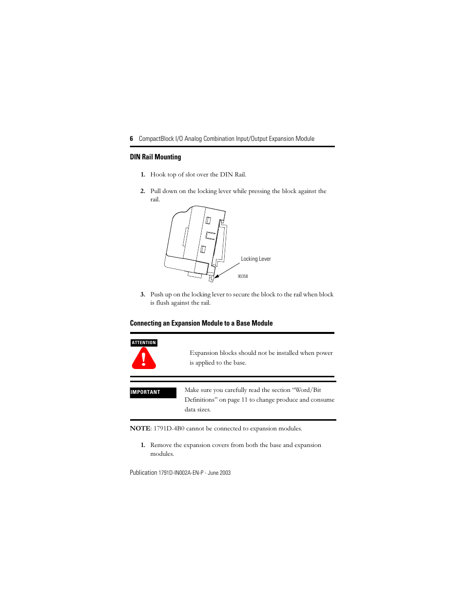 Rockwell Automation 1791D-N4CV2X CompactBlock I/O for DeviceNet Expansion Module I.I. User Manual | Page 6 / 20