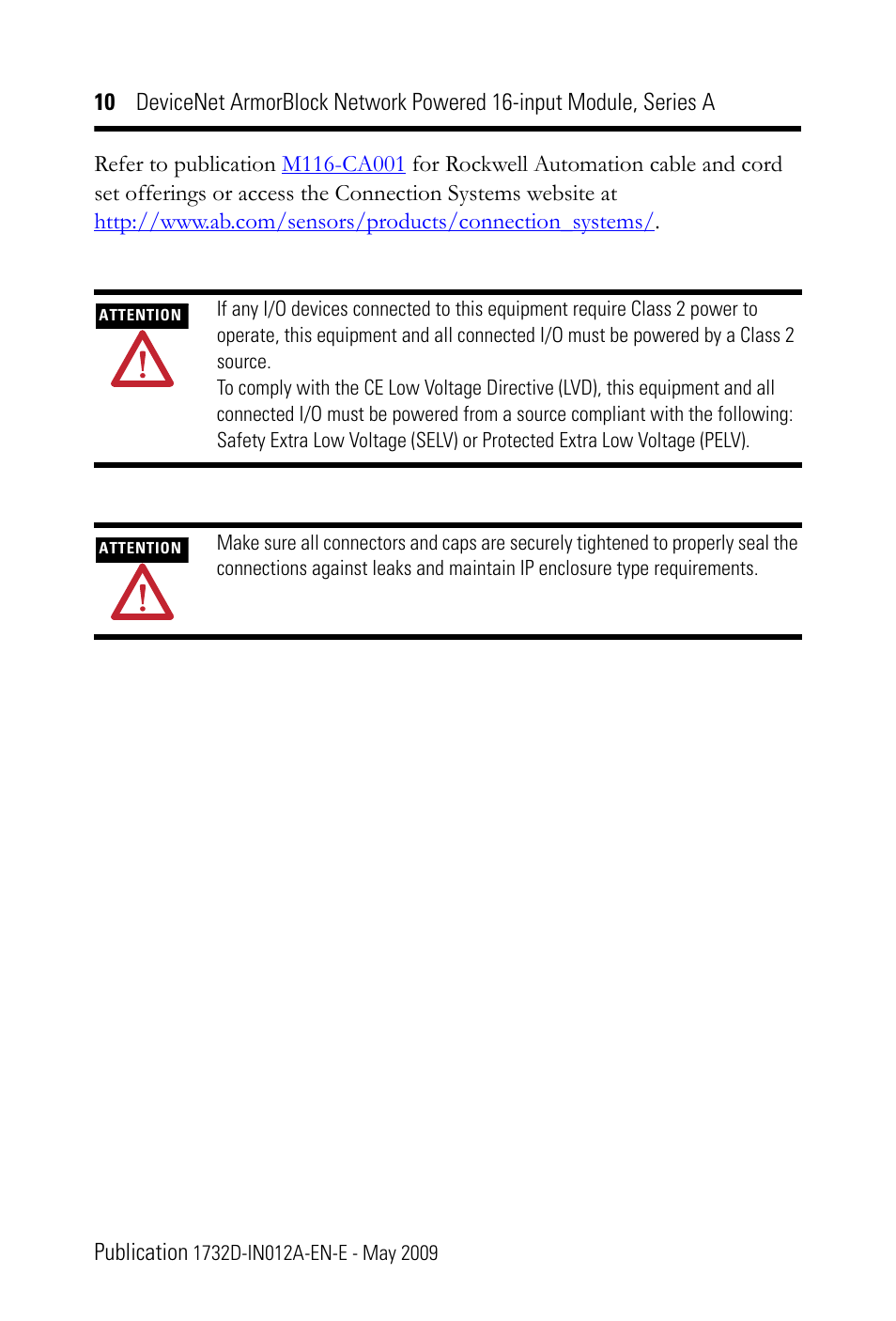 Rockwell Automation 1732D-IB161212D DNet ArmorBlock Network Powered 16-input Module, Series A, IN User Manual | Page 10 / 20