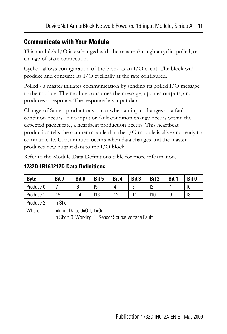 Communicate with your module | Rockwell Automation 1732D-IB161212D DNet ArmorBlock Network Powered 16-input Module, Series A, IN User Manual | Page 11 / 20