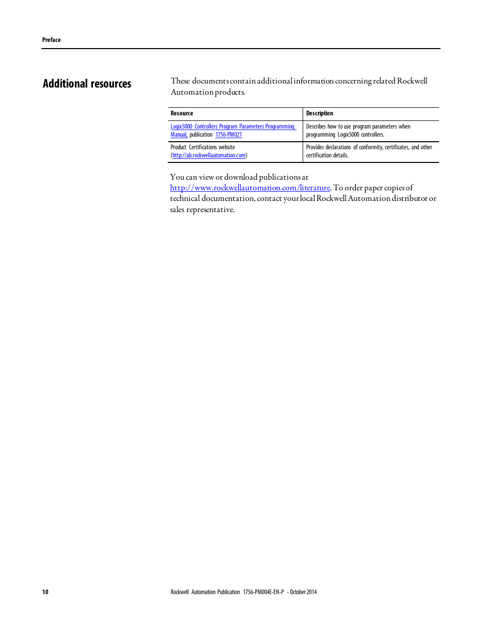 Additional resources | Rockwell Automation Logix5000 Controllers I/O and Tag Data Programming Manual User Manual | Page 10 / 86