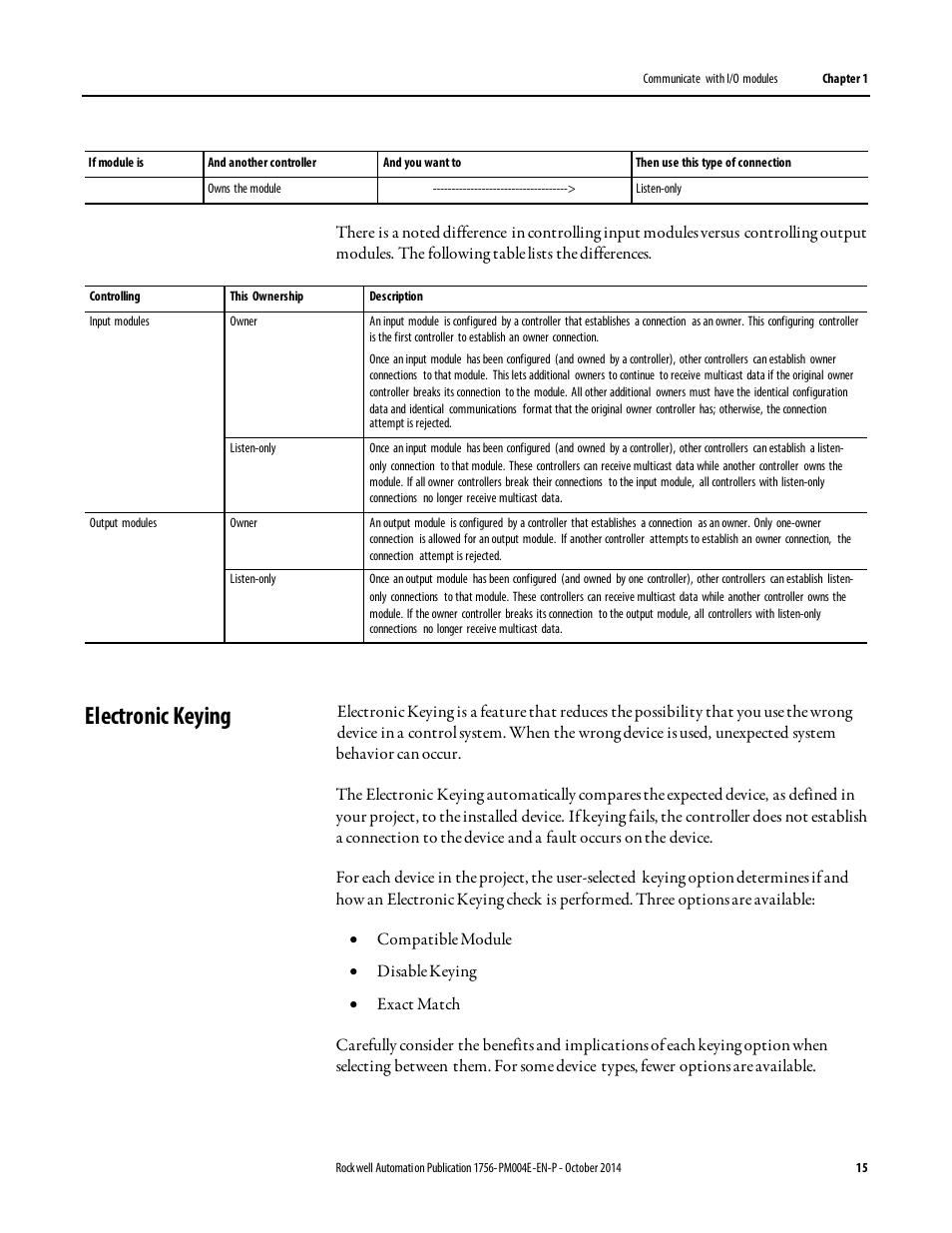 Electronic keying | Rockwell Automation Logix5000 Controllers I/O and Tag Data Programming Manual User Manual | Page 15 / 86