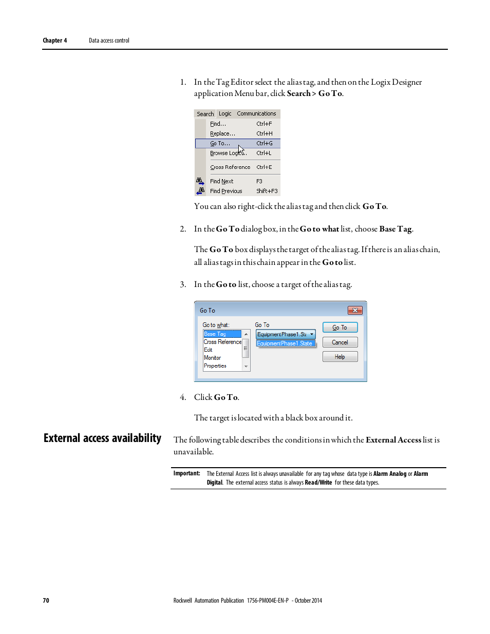 External access availability | Rockwell Automation Logix5000 Controllers I/O and Tag Data Programming Manual User Manual | Page 70 / 86