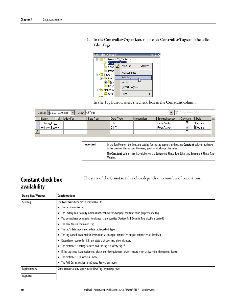 Constant check box availability | Rockwell Automation Logix5000 Controllers I/O and Tag Data Programming Manual User Manual | Page 80 / 86