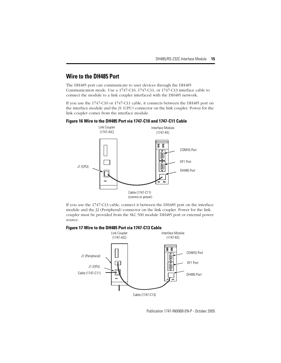 Wire to the dh485 port | Rockwell Automation 1747-KE DH-485/RS-232C INTERFACE MODULE User Manual | Page 15 / 24