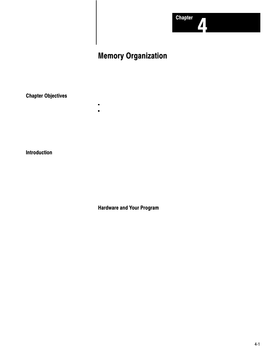 1772-6.8.6, 4 - memory organization | Rockwell Automation 1772-LS_LSP,D17726.8.6 PROG/OPER MANUAL-MINI PLC-2/05 User Manual | Page 39 / 289