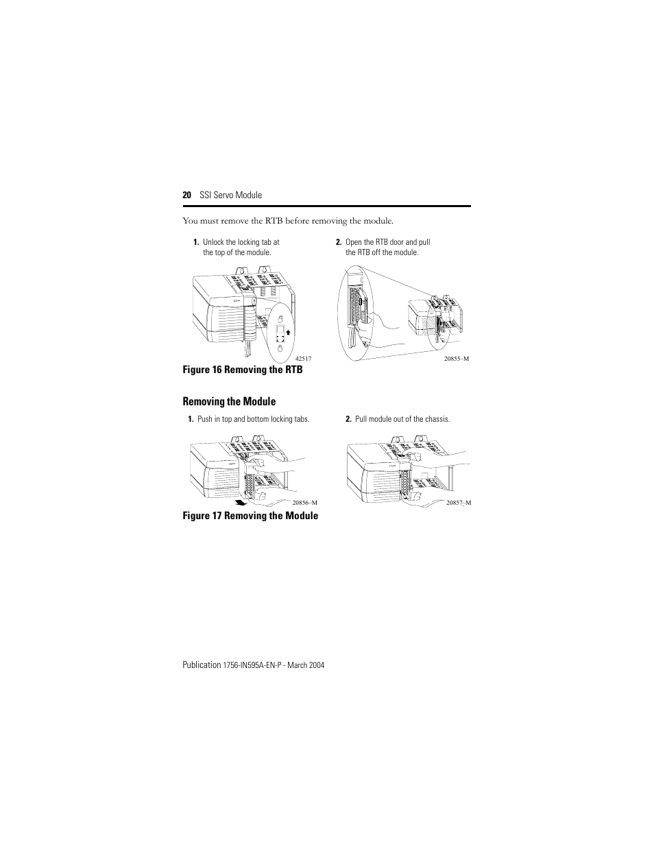 Removing the module | Rockwell Automation 1756-M02AS Motion Module Installation Instructions User Manual | Page 20 / 26