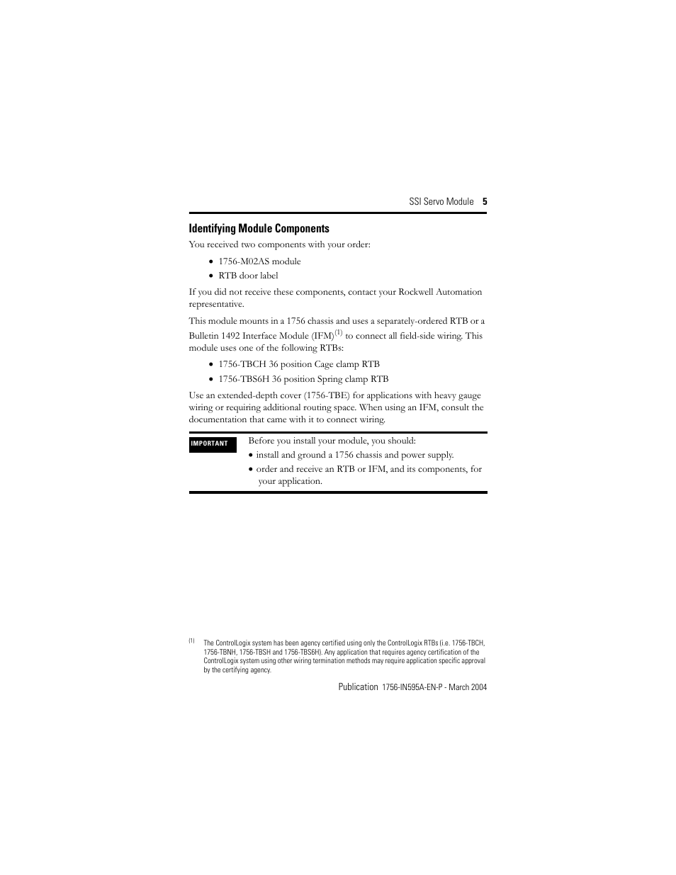 Identifying module components | Rockwell Automation 1756-M02AS Motion Module Installation Instructions User Manual | Page 5 / 26