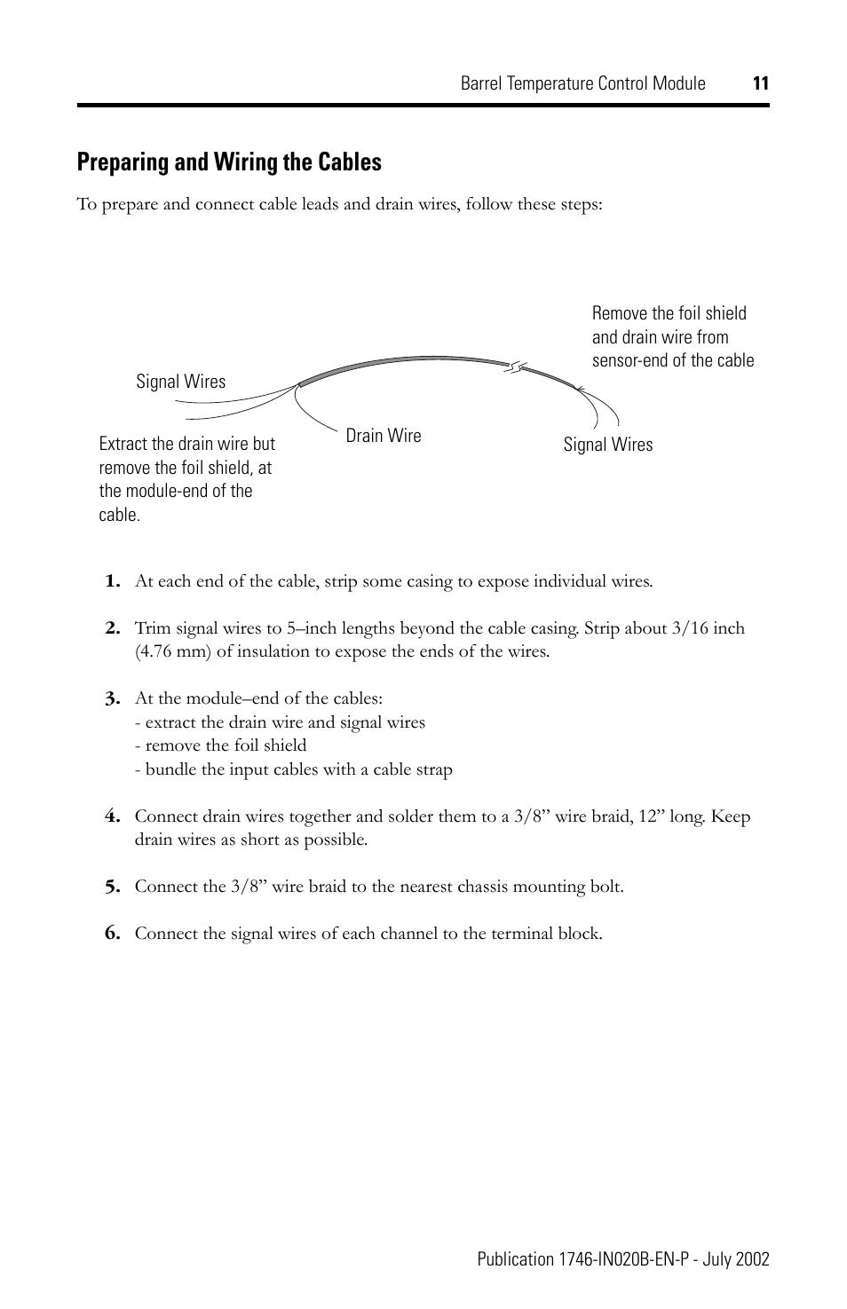 Preparing and wiring the cables | Rockwell Automation 1746-BTM Barrel Temperature Control Module Installation Instructions User Manual | Page 11 / 16