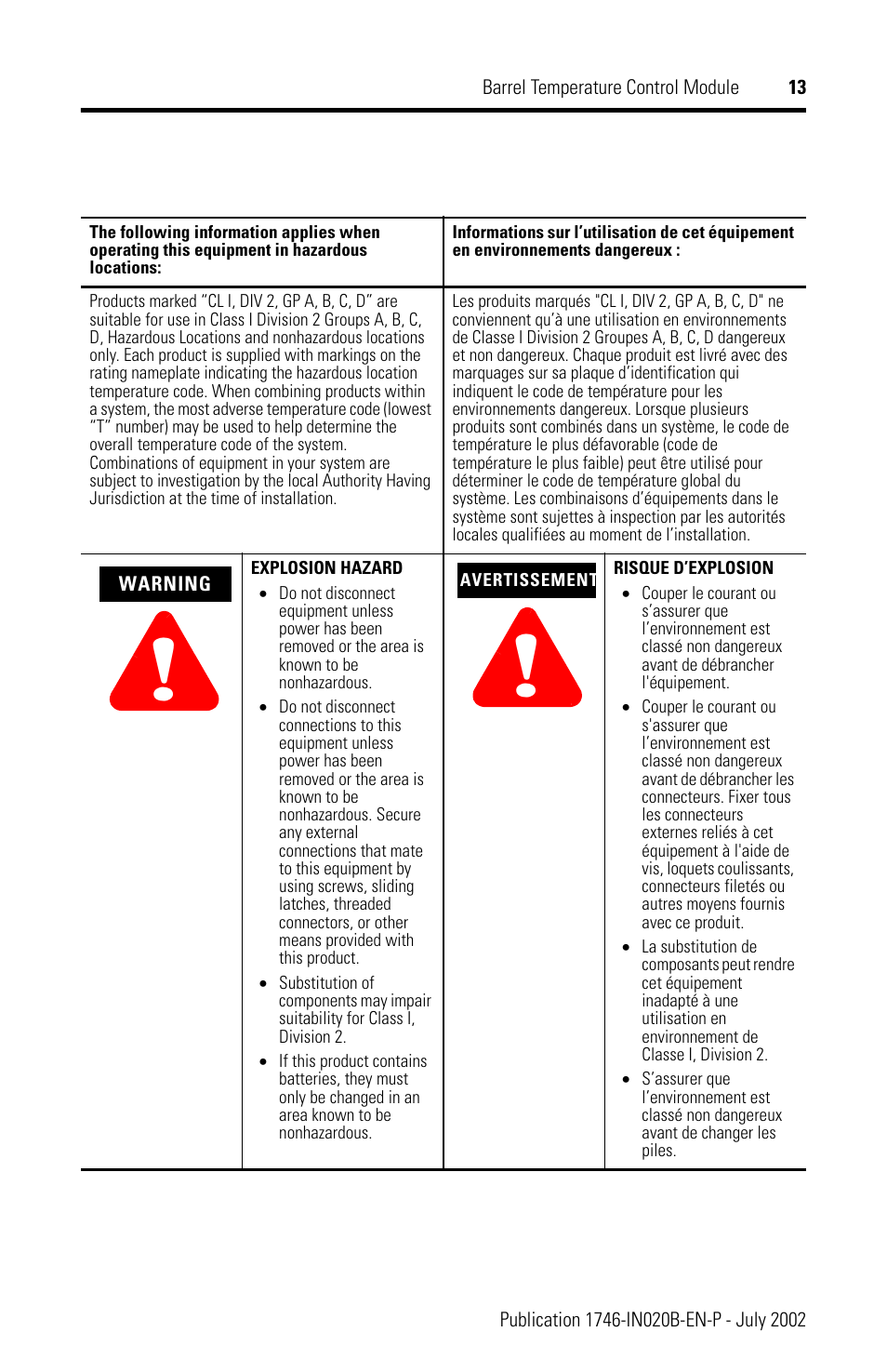 Rockwell Automation 1746-BTM Barrel Temperature Control Module Installation Instructions User Manual | Page 13 / 16