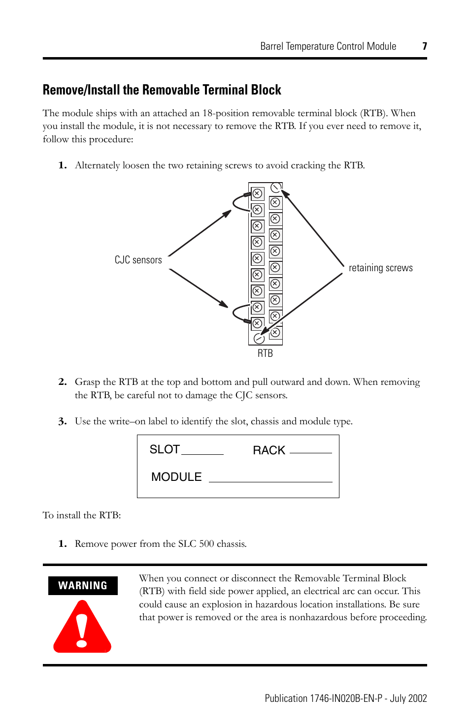 Rockwell Automation 1746-BTM Barrel Temperature Control Module Installation Instructions User Manual | Page 7 / 16