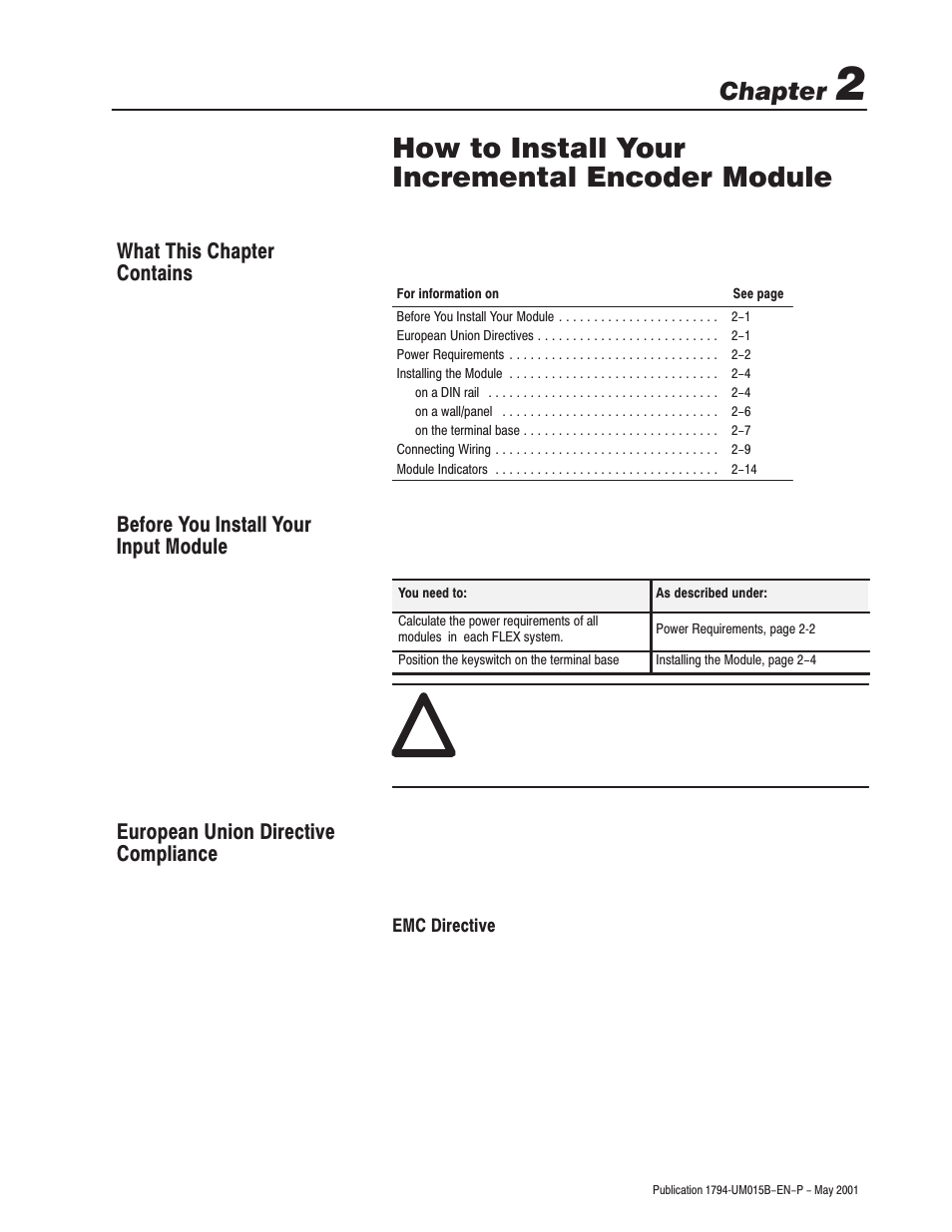 How to install your incremental encoder module, Chapter | Rockwell Automation 1794-ID2 U.MNL INCREMENTAL ENCODER User Manual | Page 23 / 88