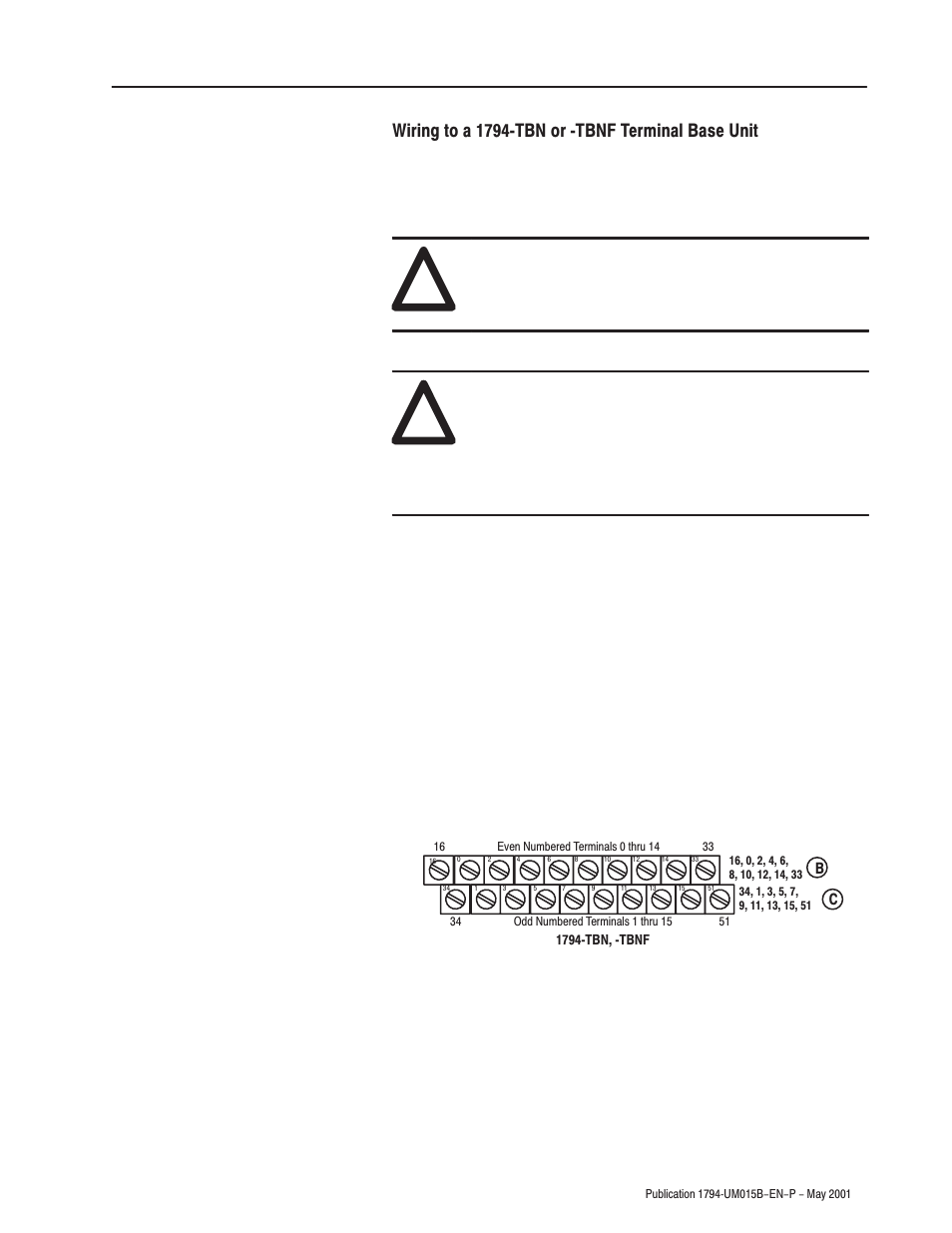 Wiring to a 1794ćtbn or ćtbnf terminal base unit | Rockwell Automation 1794-ID2 U.MNL INCREMENTAL ENCODER User Manual | Page 33 / 88