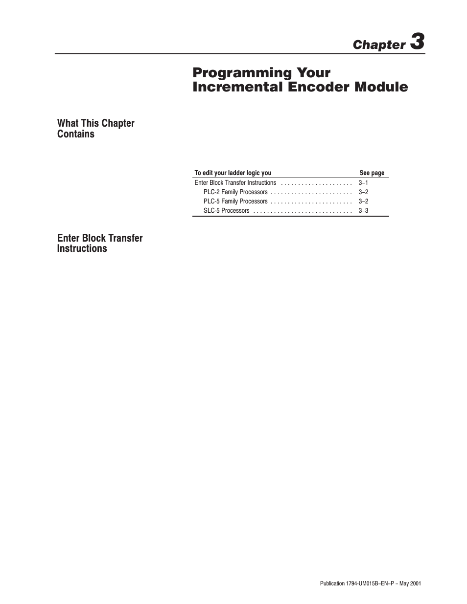Programming your incremental encoder module, Chapter | Rockwell Automation 1794-ID2 U.MNL INCREMENTAL ENCODER User Manual | Page 37 / 88