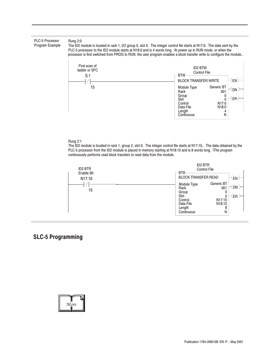Slcć5 programming, More | Rockwell Automation 1794-ID2 U.MNL INCREMENTAL ENCODER User Manual | Page 39 / 88