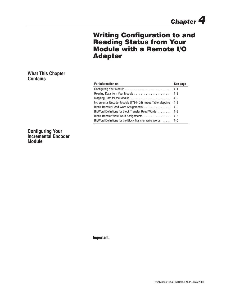 Chapter | Rockwell Automation 1794-ID2 U.MNL INCREMENTAL ENCODER User Manual | Page 45 / 88
