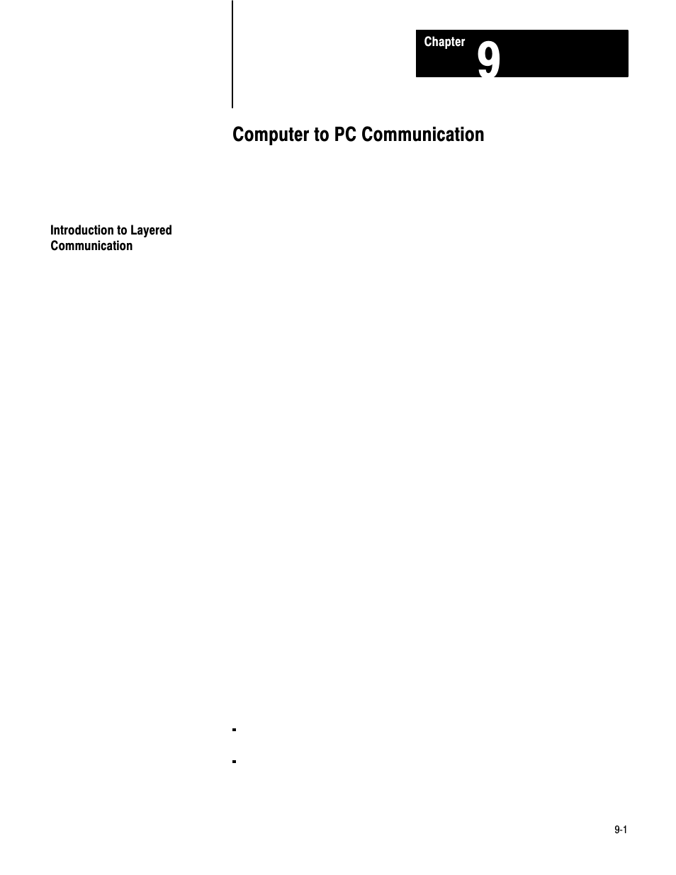 9 - computer to pc communication, Introduction to layered communication, Computer to pc communication | Rockwell Automation 1775-KA PLC-3 Communication Adapter Module User Manual User Manual | Page 100 / 239