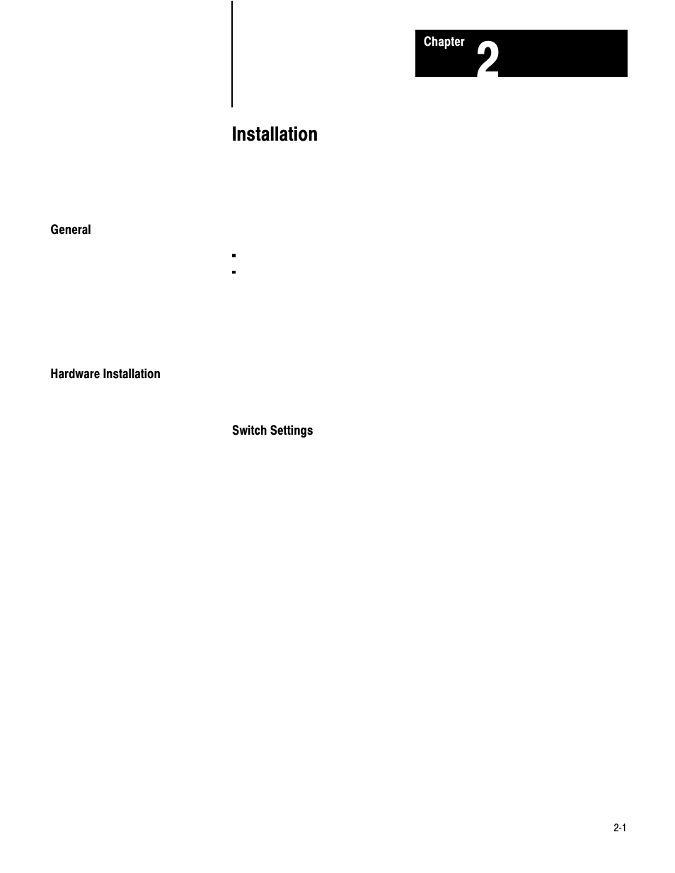 2 - installation, General, Hardware installation | Installation | Rockwell Automation 1775-KA PLC-3 Communication Adapter Module User Manual User Manual | Page 13 / 239