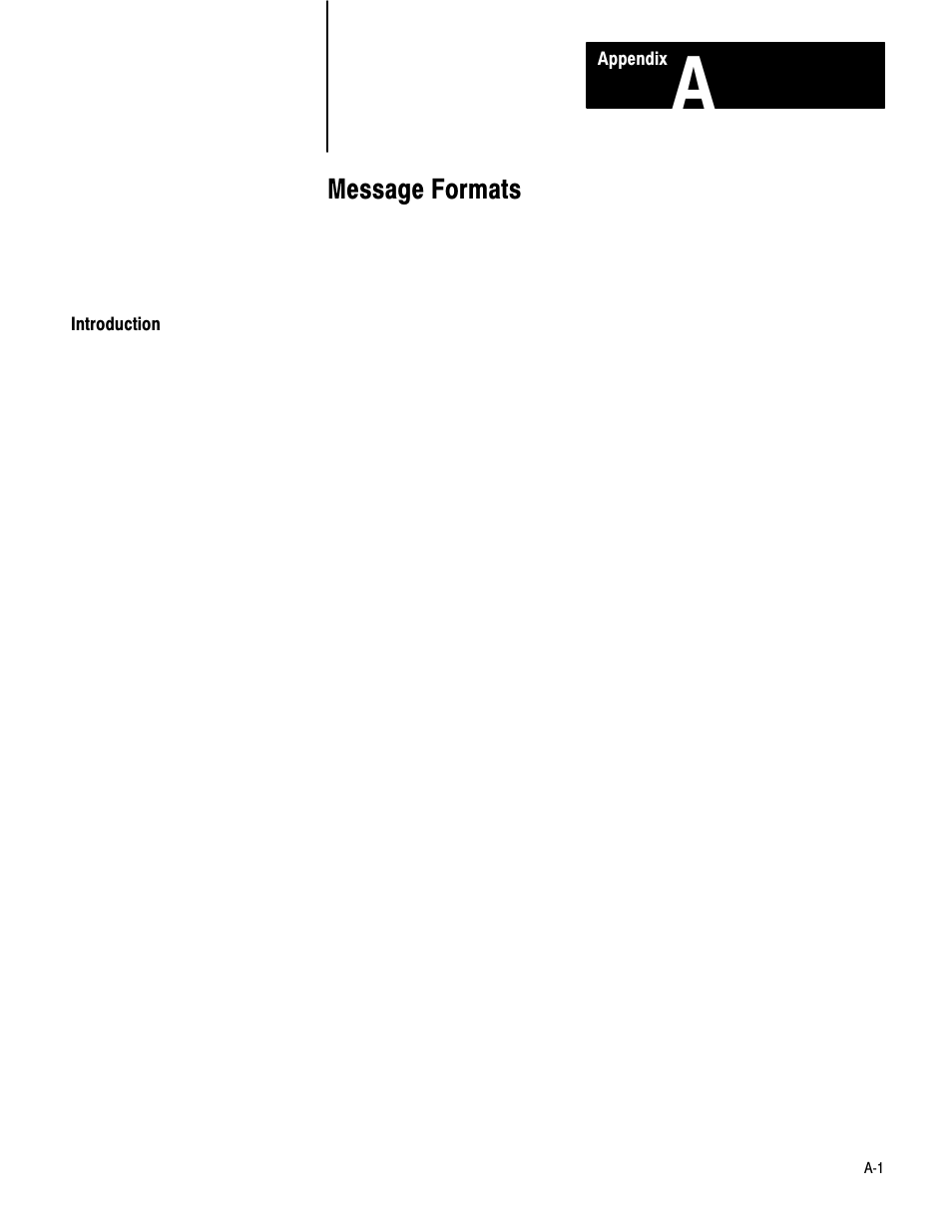 A - message formats, Message formats | Rockwell Automation 1775-KA PLC-3 Communication Adapter Module User Manual User Manual | Page 163 / 239