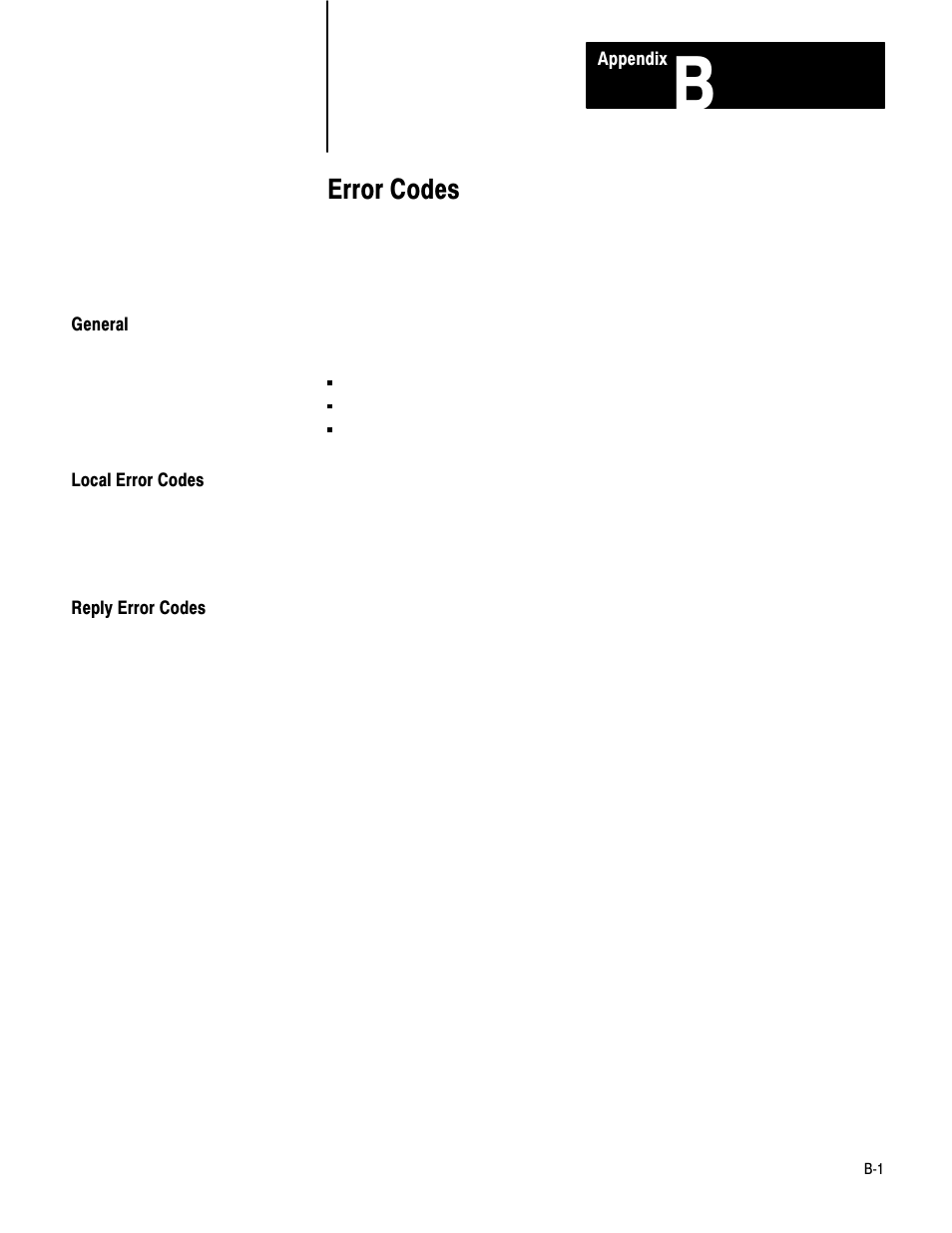 B - error codes, Error codes | Rockwell Automation 1775-KA PLC-3 Communication Adapter Module User Manual User Manual | Page 193 / 239