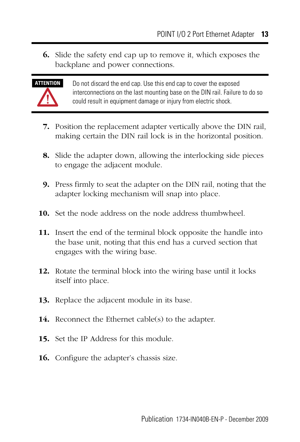 Rockwell Automation 1734-AENTR POINT I/O 2 Port EtherNet/IP Adapter User Manual | Page 13 / 28