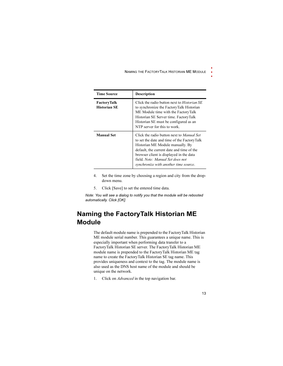 Naming the factorytalk historian me module | Rockwell Automation 1756-HIST2G FactoryTalk Historian ME 2.1 Quick Start Guide User Manual | Page 17 / 36