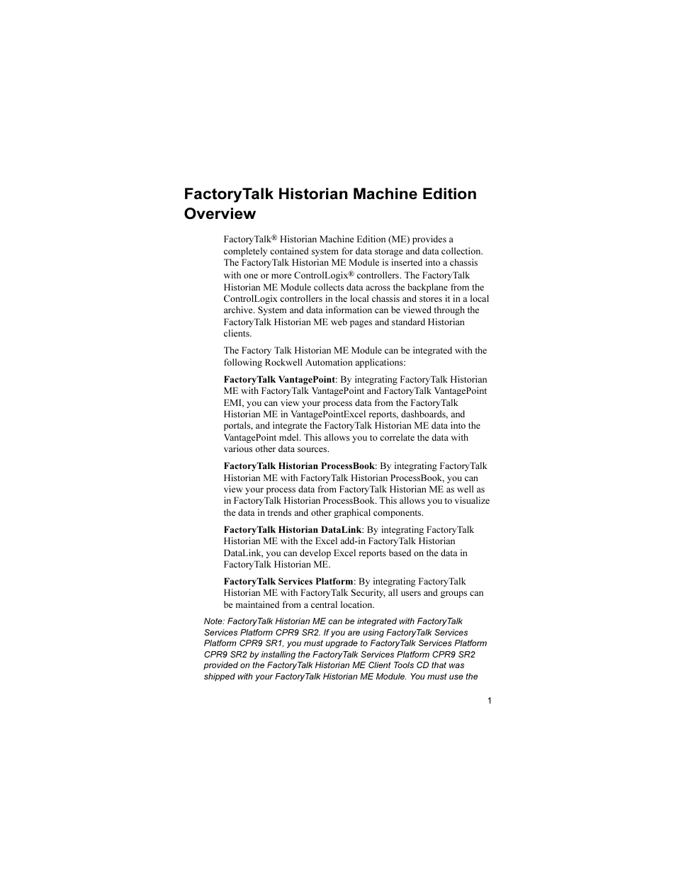 Factorytalk historian machine edition overview | Rockwell Automation 1756-HIST2G FactoryTalk Historian ME 2.1 Quick Start Guide User Manual | Page 5 / 36