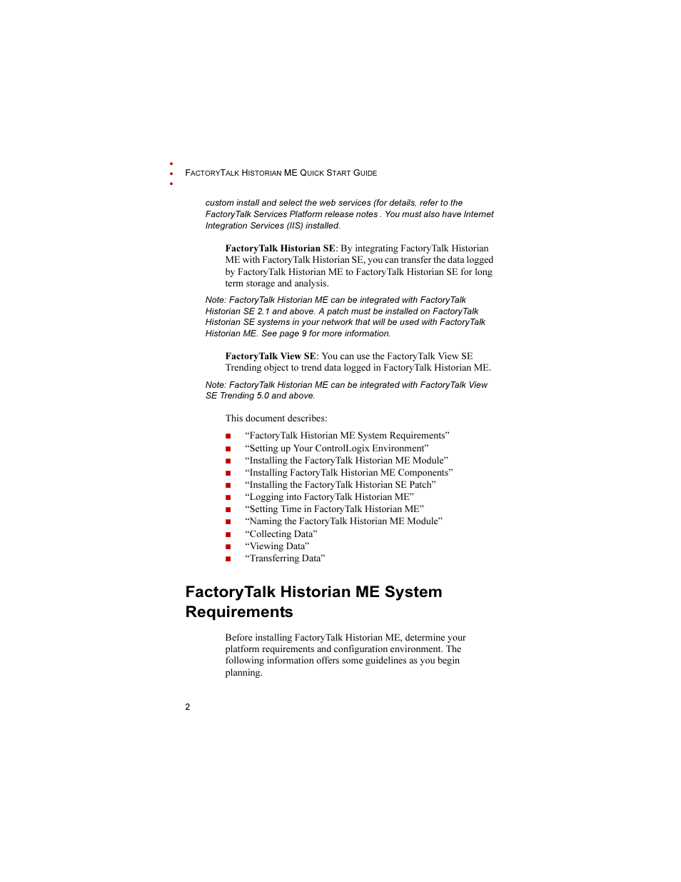 Factorytalk historian me system requirements | Rockwell Automation 1756-HIST2G FactoryTalk Historian ME 2.1 Quick Start Guide User Manual | Page 6 / 36