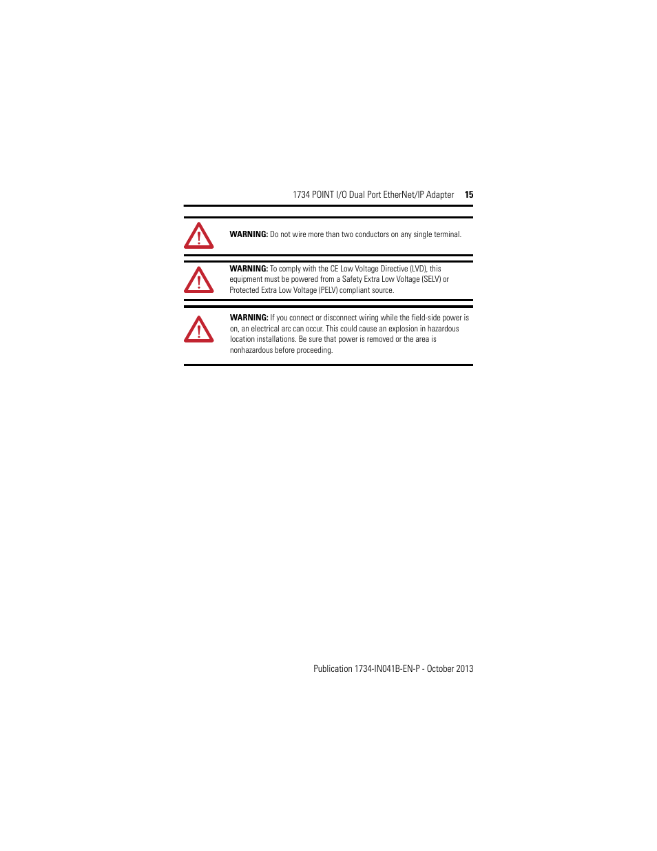 Rockwell Automation 1734-AENTR, Series B 1734 POINT I/O Dual Port EtherNet/IP Adapter Installation Instructions User Manual | Page 15 / 24