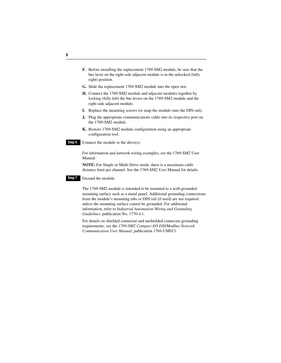 Rockwell Automation 1769-SM2 Compact I/O DSI/Modbus Network Communication Module User Manual | Page 6 / 8