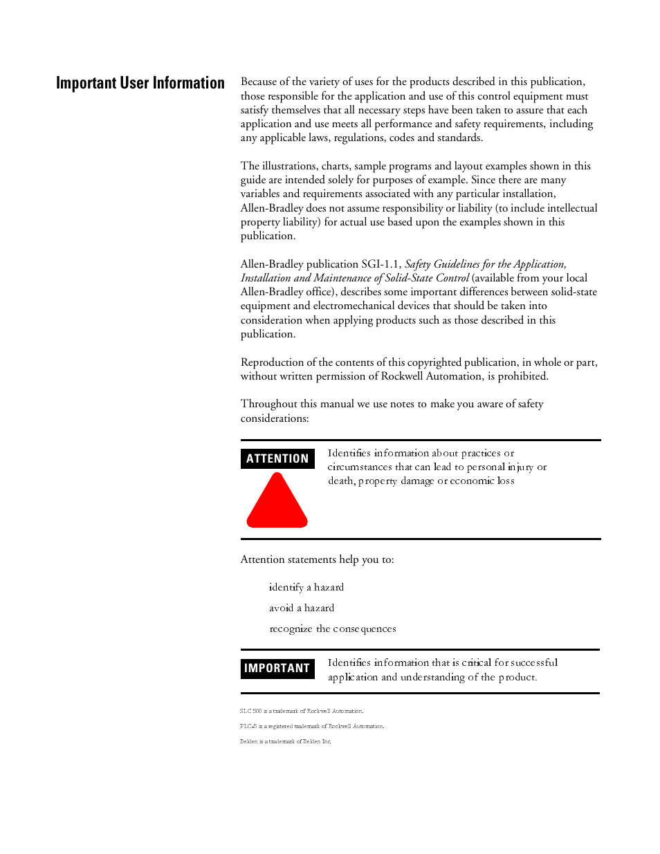 Important user information | Rockwell Automation 1746-NR8 SLC 500 RTD/Resistance Input Module User Manual User Manual | Page 2 / 118