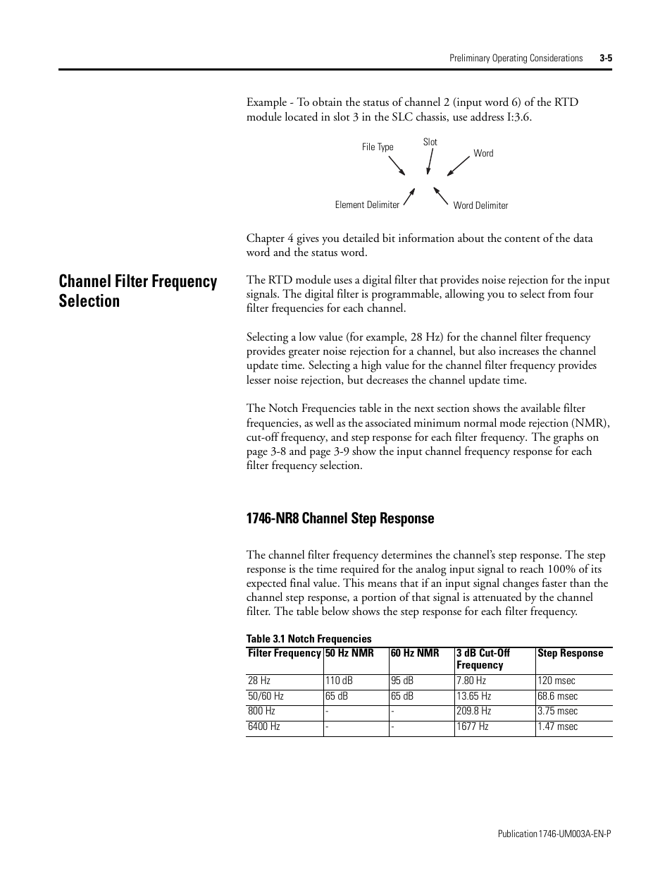 Channel filter frequency selection, 1746-nr8 channel step response, Channel filter frequency selection -5 | 1746-nr8 channel step response -5 | Rockwell Automation 1746-NR8 SLC 500 RTD/Resistance Input Module User Manual User Manual | Page 41 / 118