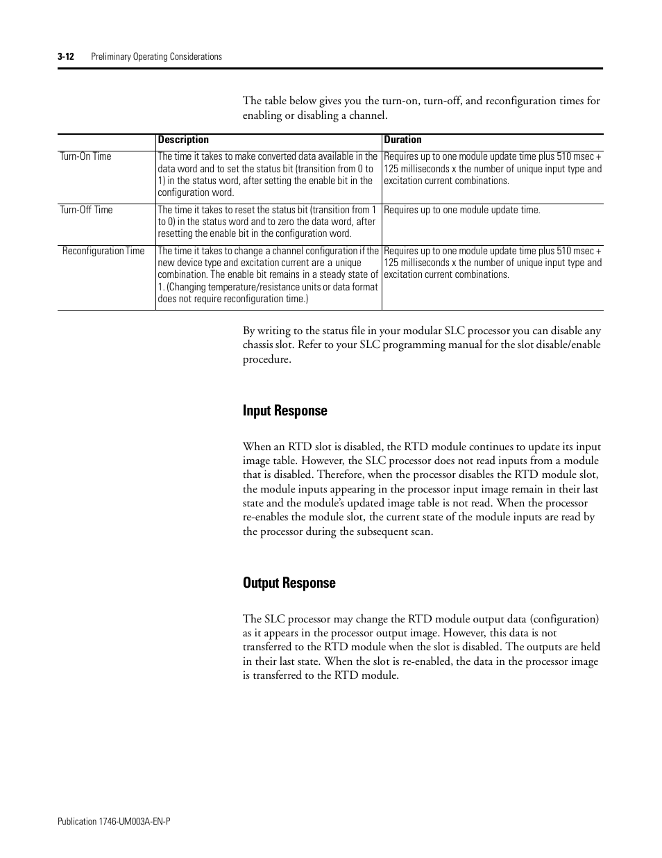 Input response, Output response, Input response -12 output response -12 | Rockwell Automation 1746-NR8 SLC 500 RTD/Resistance Input Module User Manual User Manual | Page 48 / 118