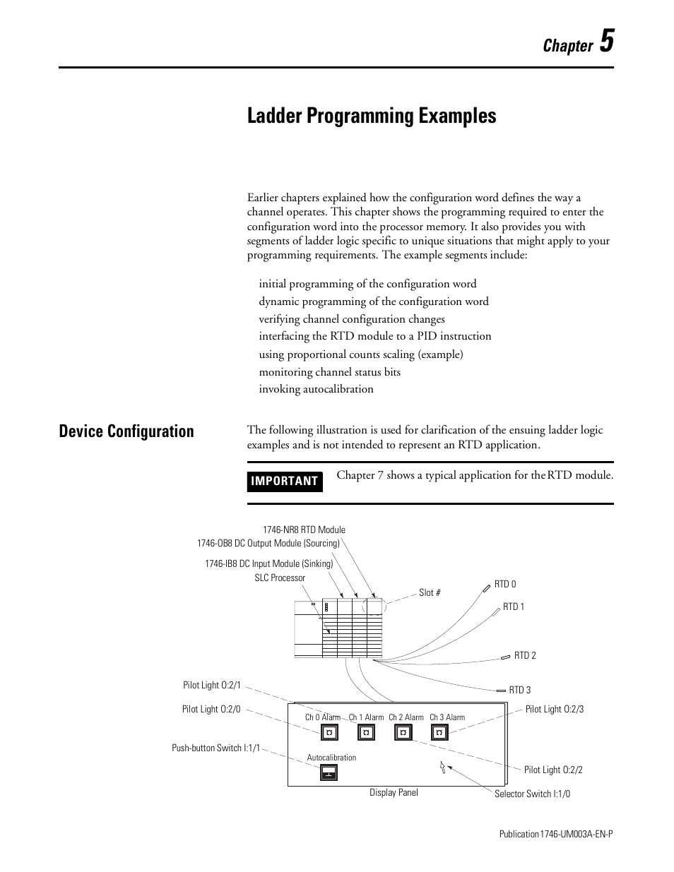 5 - ladder programming examples, Device configuration, Chapter 5 | Ladder programming examples, Device configuration -1, Chapter | Rockwell Automation 1746-NR8 SLC 500 RTD/Resistance Input Module User Manual User Manual | Page 73 / 118