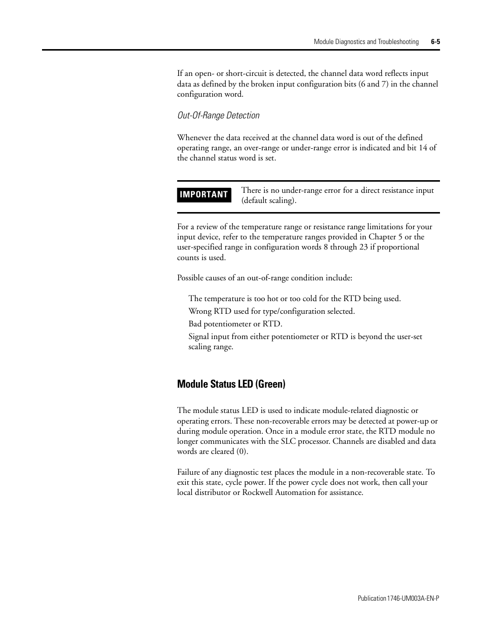 Module status led (green), Module status led (green) -5 | Rockwell Automation 1746-NR8 SLC 500 RTD/Resistance Input Module User Manual User Manual | Page 89 / 118