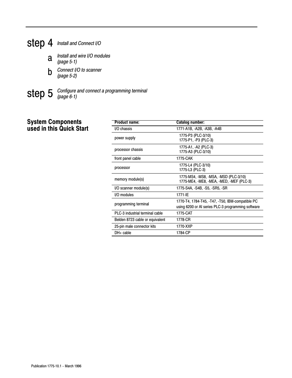 4step, 5step, System components used in this quick start | Rockwell Automation 1775-SRx PLC-3 FAMILY PROG CONTRL User Manual | Page 5 / 20