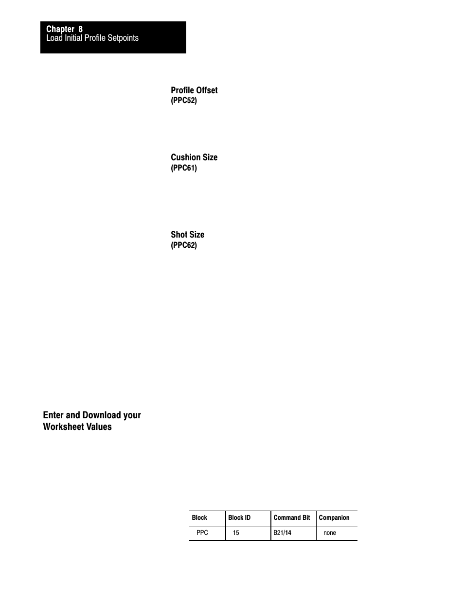 Enter and download your worksheet values, 8ć30 | Rockwell Automation 1771-QDC, D17716.5.93(Passport) PLASTIC MOLDING MODULE User Manual | Page 147 / 306