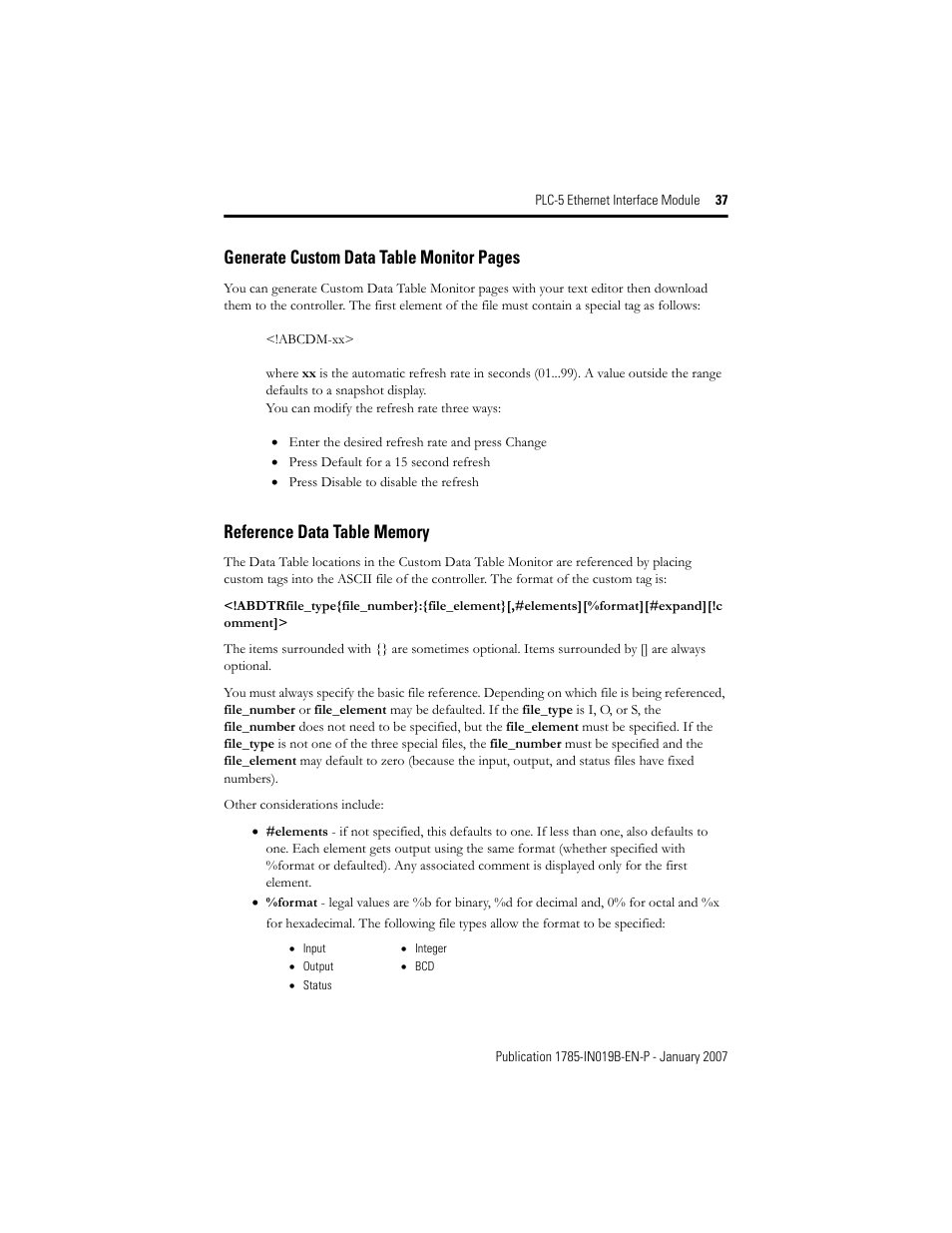 Generate custom data table monitor pages | Rockwell Automation 1785-ENET PLC-5 Ethernet Interface Module Installation Instructions User Manual | Page 37 / 48