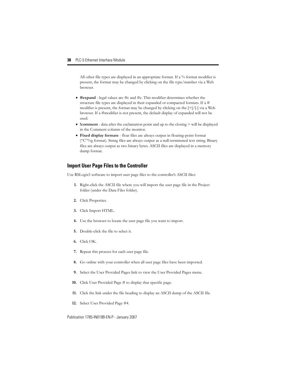 Import user page files to the controller | Rockwell Automation 1785-ENET PLC-5 Ethernet Interface Module Installation Instructions User Manual | Page 38 / 48