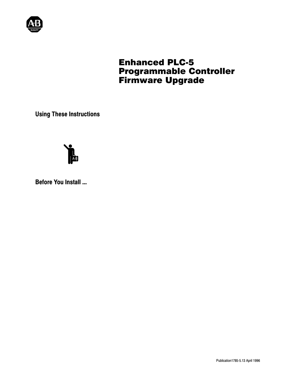 Rockwell Automation 1785-L11B_L20B_L30B_L40B_L40L_L60B_L60L_L80B INSTL INSTR ENHANCED PLC-5 PC User Manual | 4 pages