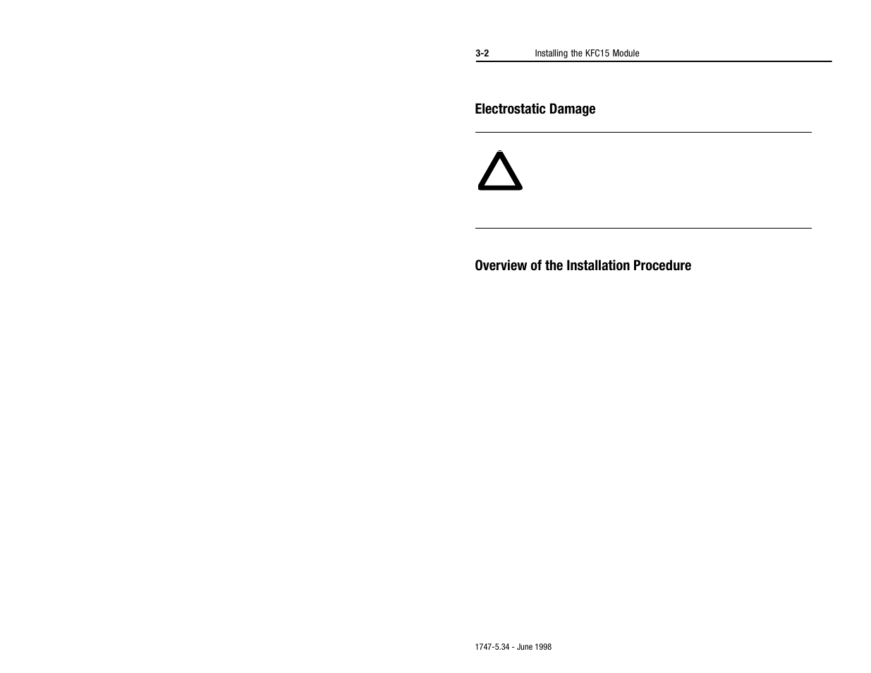 Electrostatic damage, Overview of the installation procedure | Rockwell Automation 1747-KFC15 SLC500 CONTROLNET RS-232 USER MANUAL User Manual | Page 26 / 52