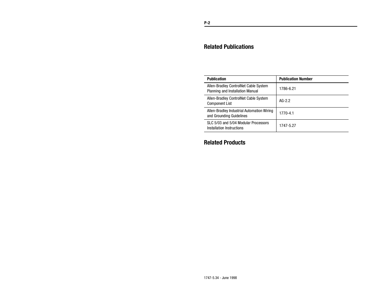 Related publications, Related products | Rockwell Automation 1747-KFC15 SLC500 CONTROLNET RS-232 USER MANUAL User Manual | Page 4 / 52