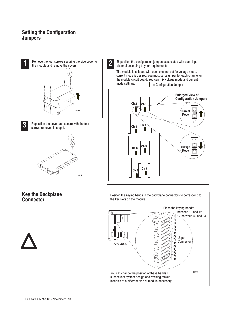 Setting the configuration jumpers, Key the backplane connector | Rockwell Automation 1771-IL Installation Instructions User Manual | Page 4 / 16