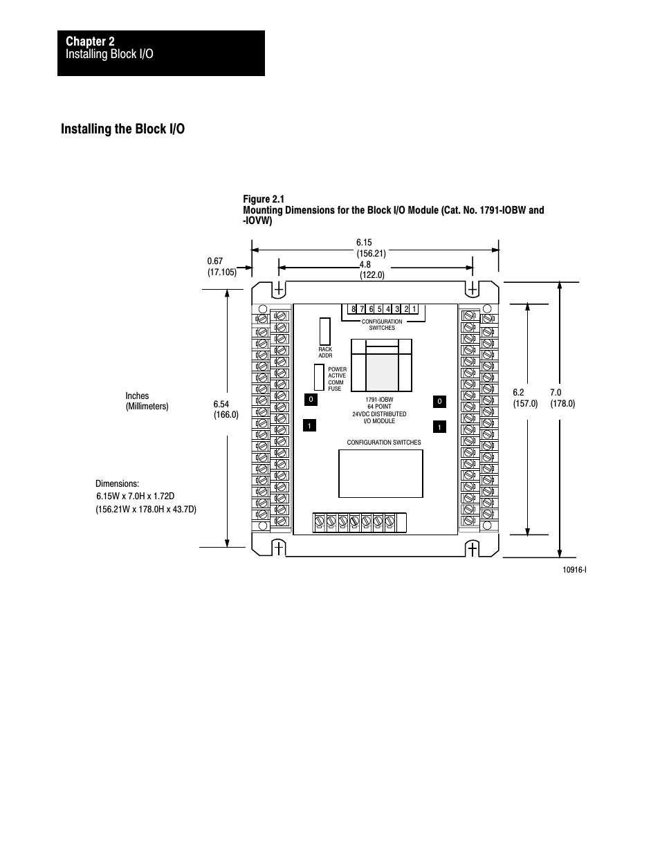 Installing the block i/o, Installing block i/o chapter 2, C (140 | Rockwell Automation 1791-I0VW USER MANUAL User Manual | Page 13 / 41