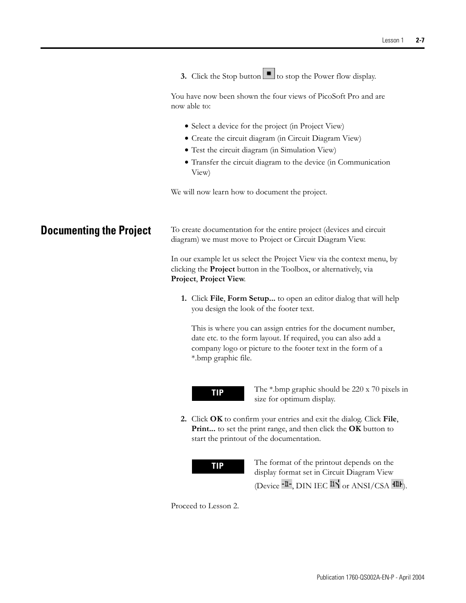 Documenting the project, Documenting the project -7 | Rockwell Automation 1760 Pico GFX-70 Controllers Quick Start User Manual | Page 15 / 58