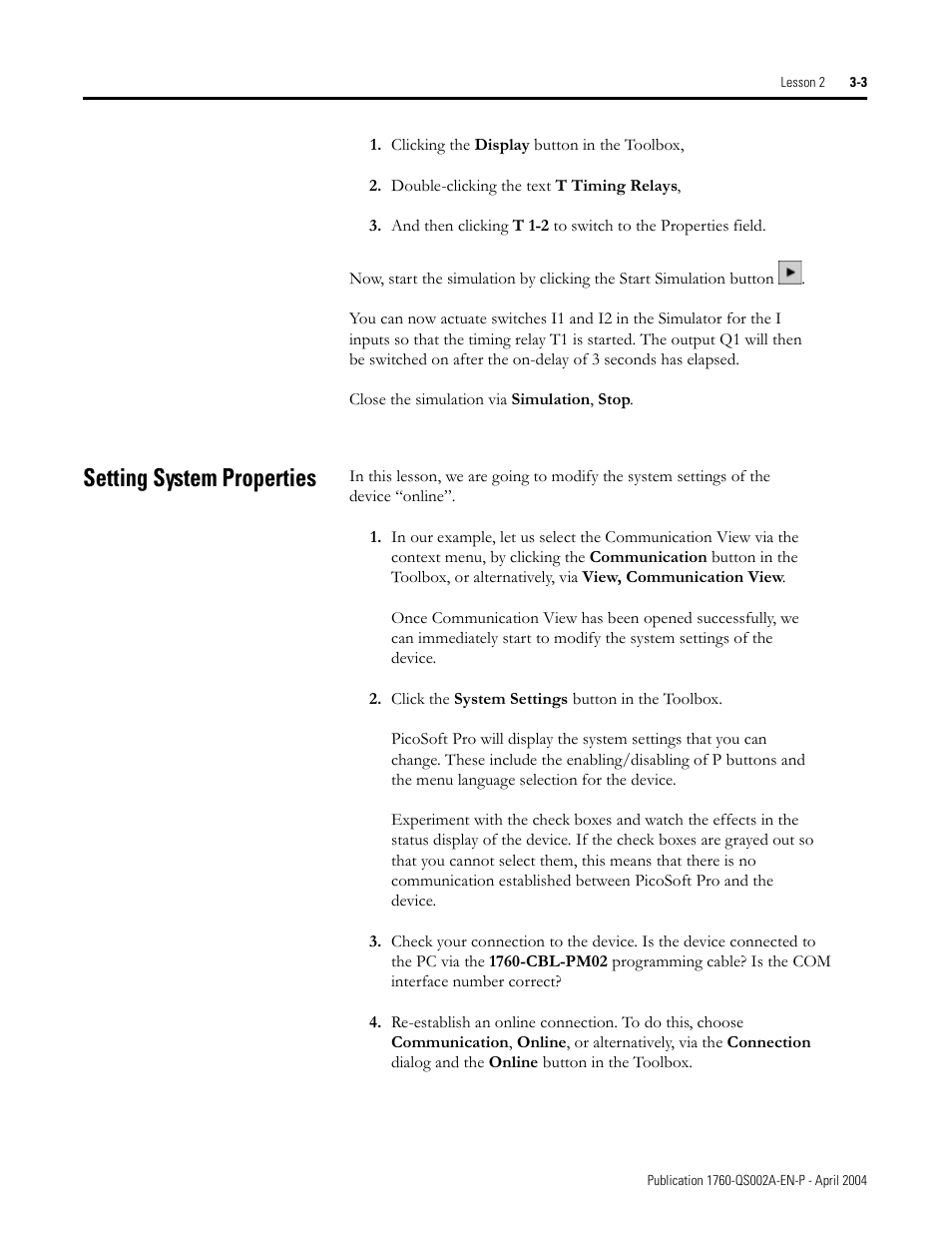 Setting system properties, Setting system properties -3 | Rockwell Automation 1760 Pico GFX-70 Controllers Quick Start User Manual | Page 19 / 58