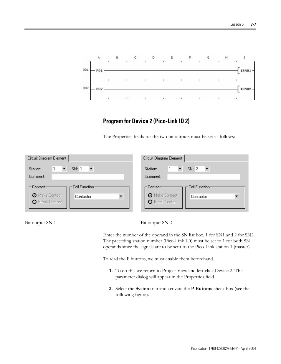 Program for device 2 (pico-link id 2) -7, Program for device 2 (pico-link id 2) | Rockwell Automation 1760 Pico GFX-70 Controllers Quick Start User Manual | Page 49 / 58